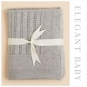 Elegant Baby Seed Knit Stitch Gray Blanket 30" W x 40" L